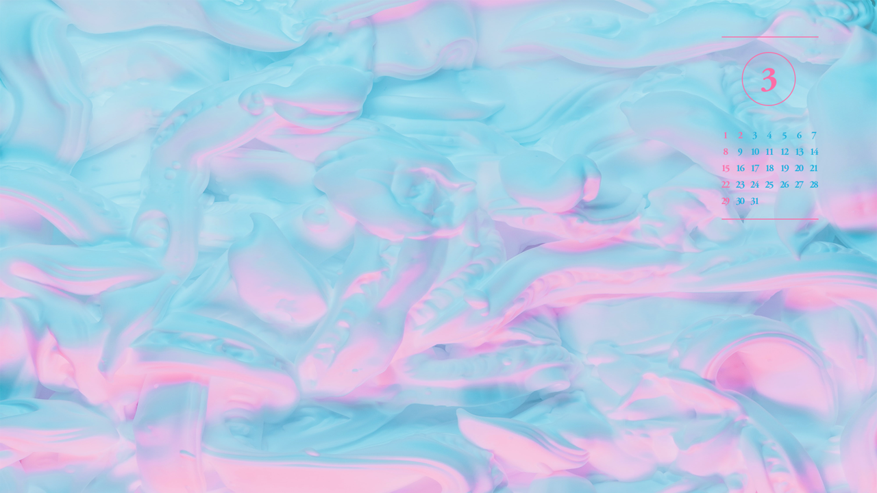 08 핑크 추상 A - 2026년3월 달력배경화면
