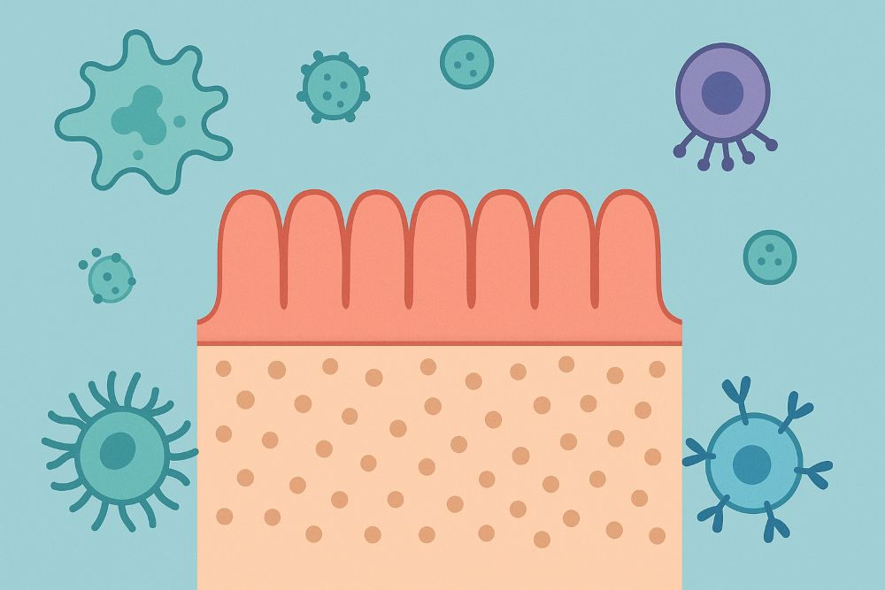 장 점막 주변에 분포한 면역세포 표현