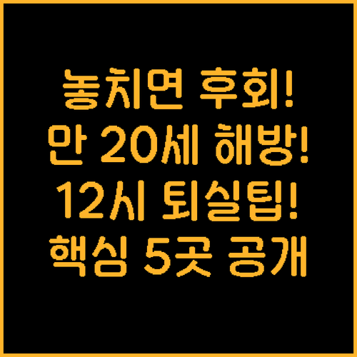 만 20세 제한 없는 호텔부터 12시..