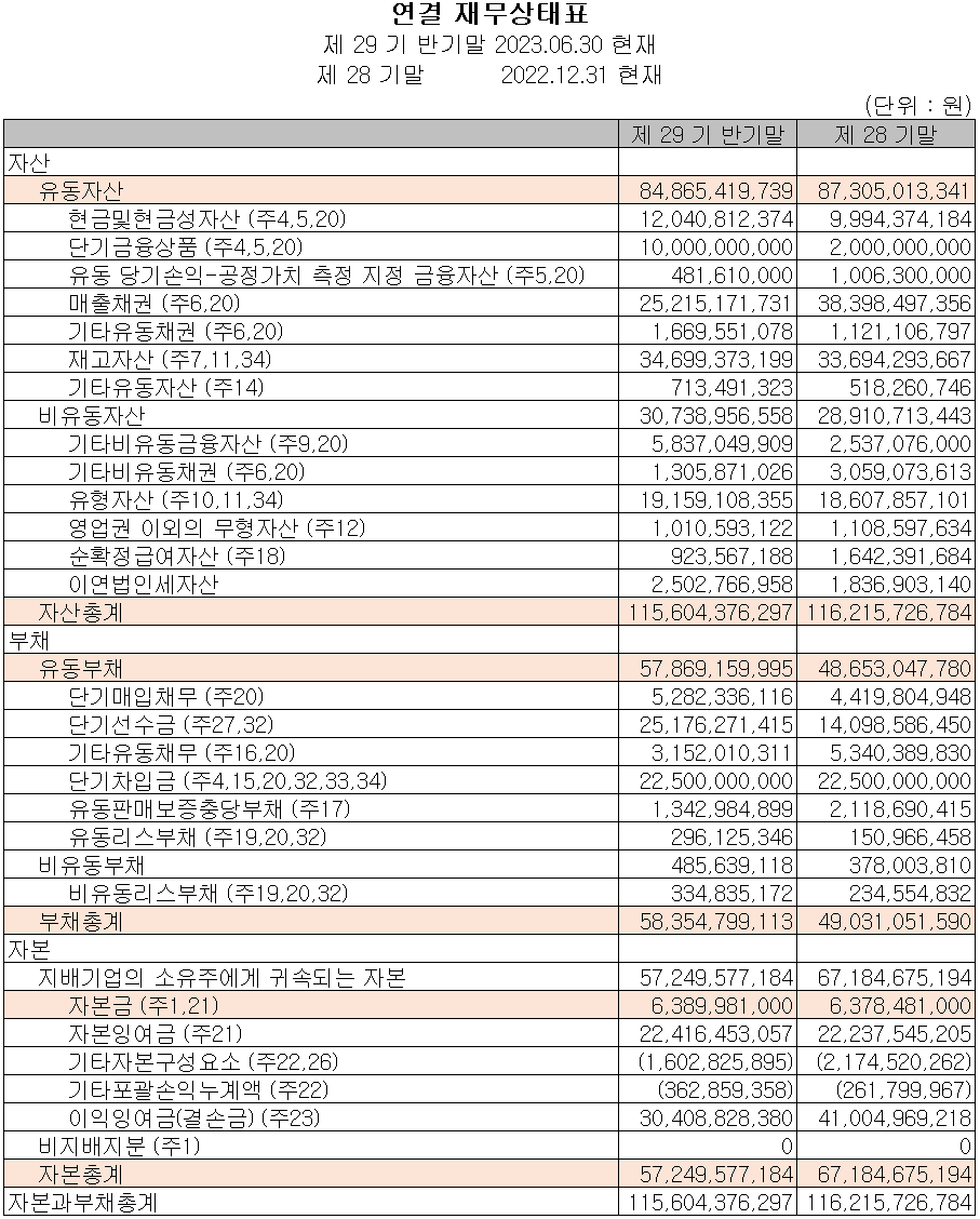 인텍플러스 - 재무상태표