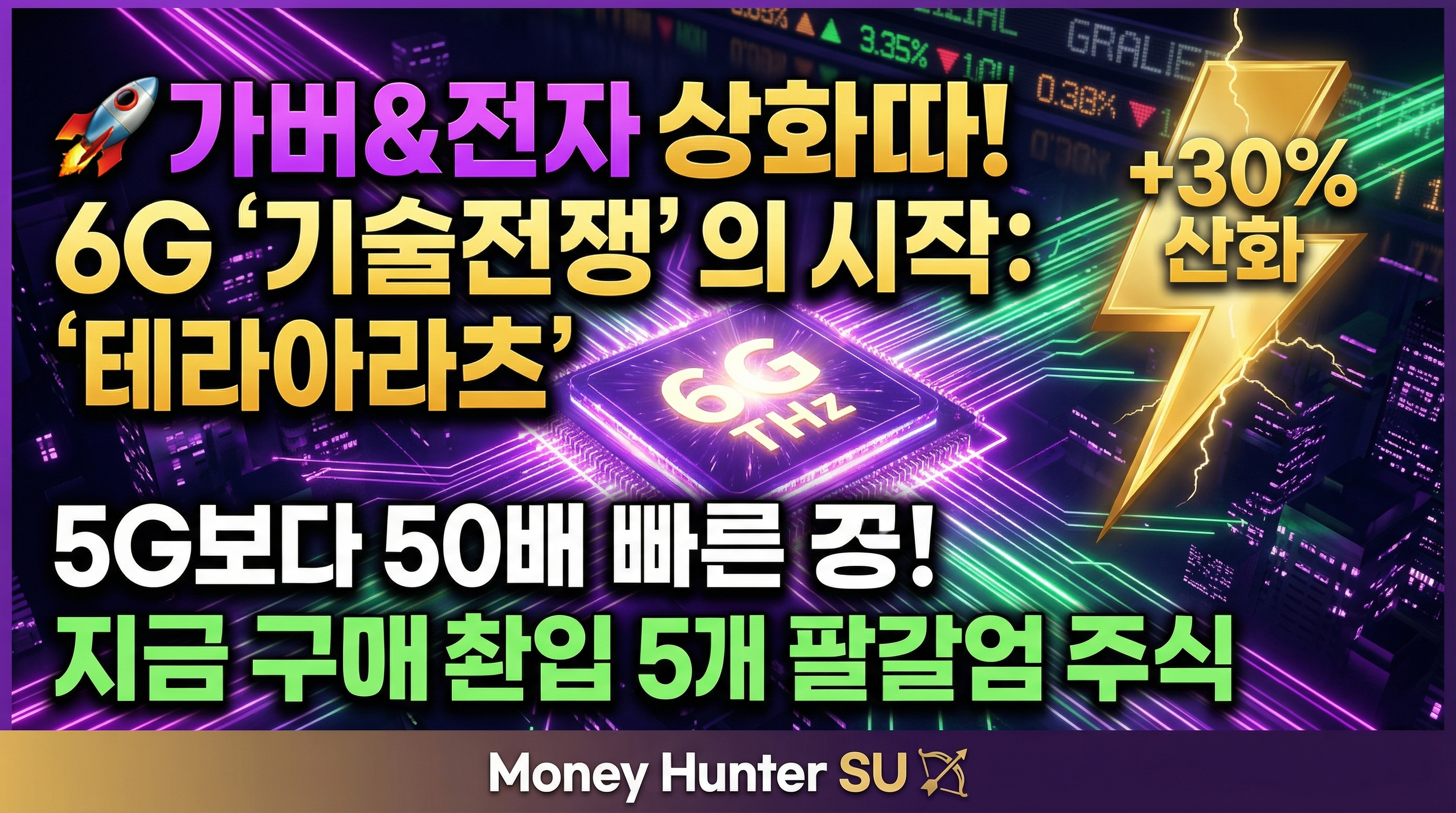 빛과전자 상한가! 6G '기술 전쟁'의 서막: 5G보다 50배 빠른 '테라헤르츠'의 맥점! 지금 사야 할 후속주 TOP 5