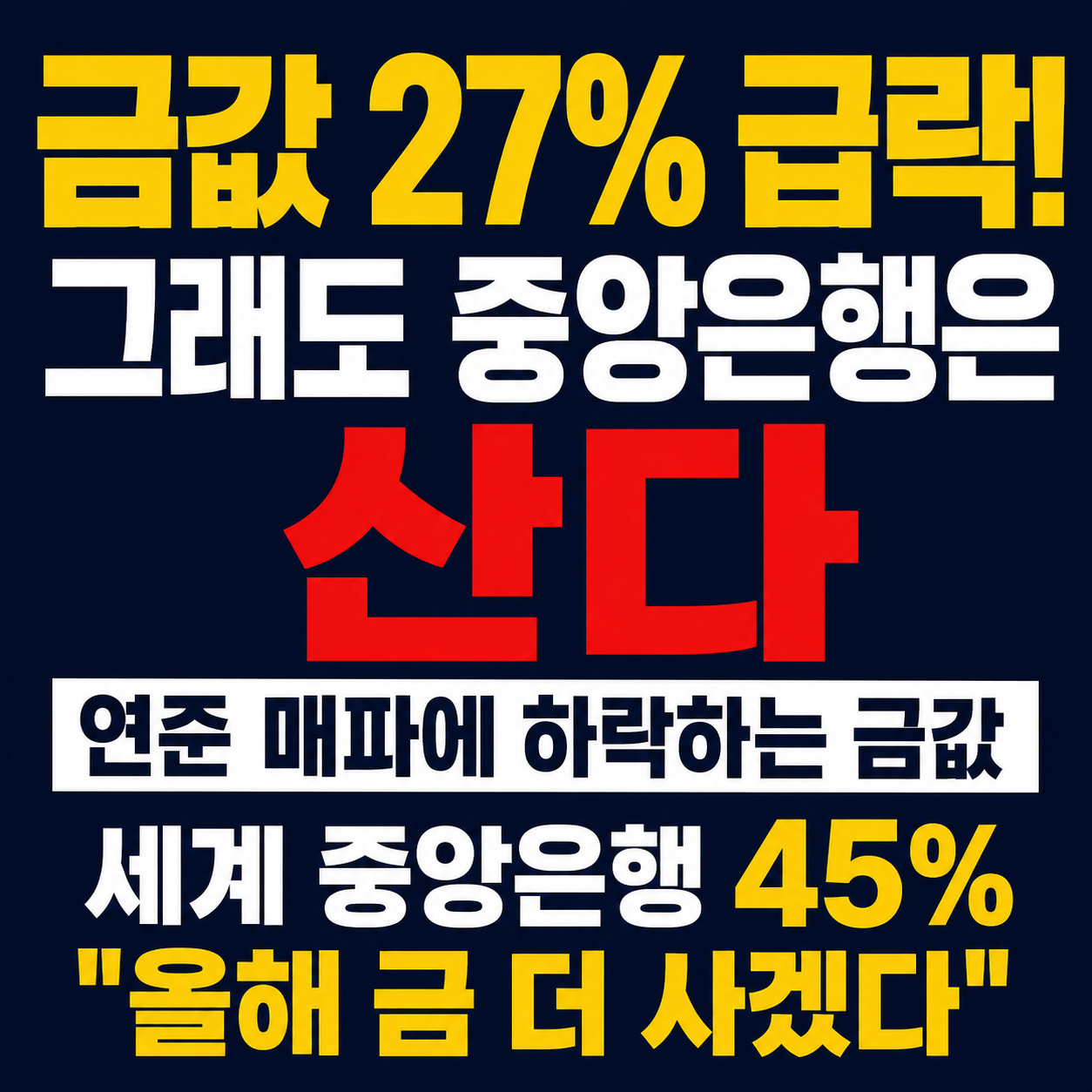 금값 27% 급락