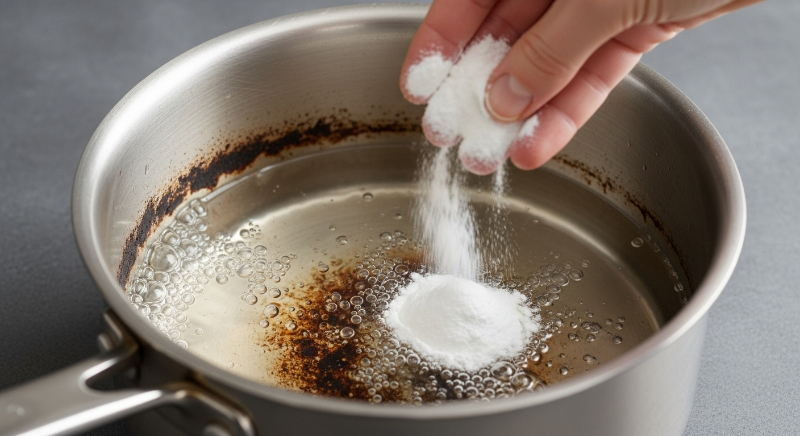 끓는 물에 베이킹소다를 2~3큰술 정도 넣고 잘 녹여줍니다.