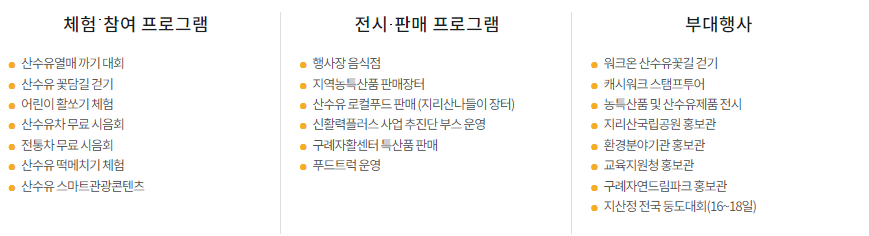구례 산수유 꽃축제 안내.개막식,주차장,셔틀정보