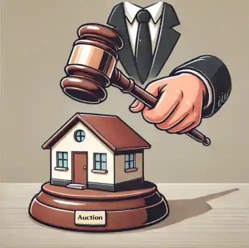 경매 매각 대상 주택과 판사의 판사봉