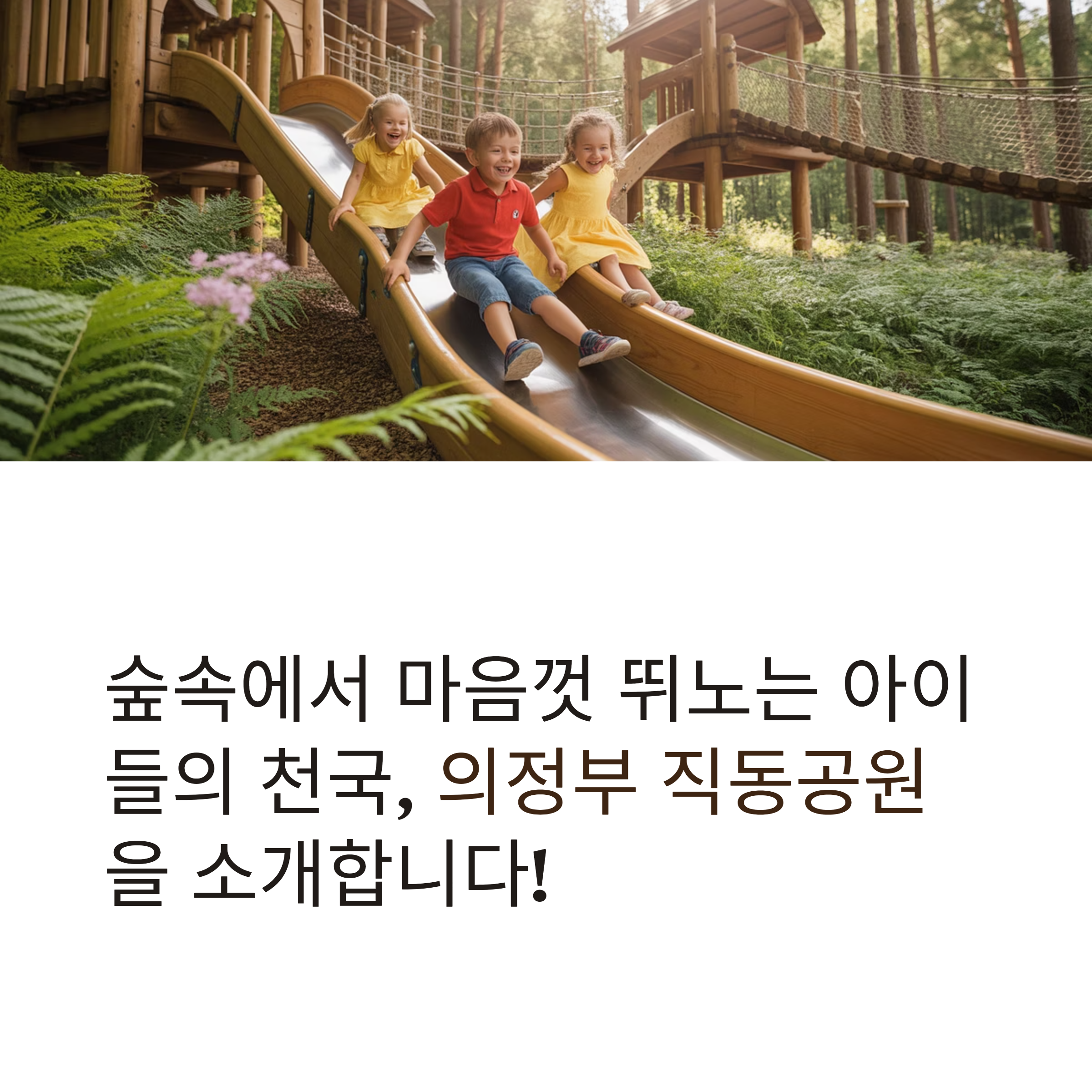 의정부 직동공원 숲속에서 즐기는 아이들의 놀이터