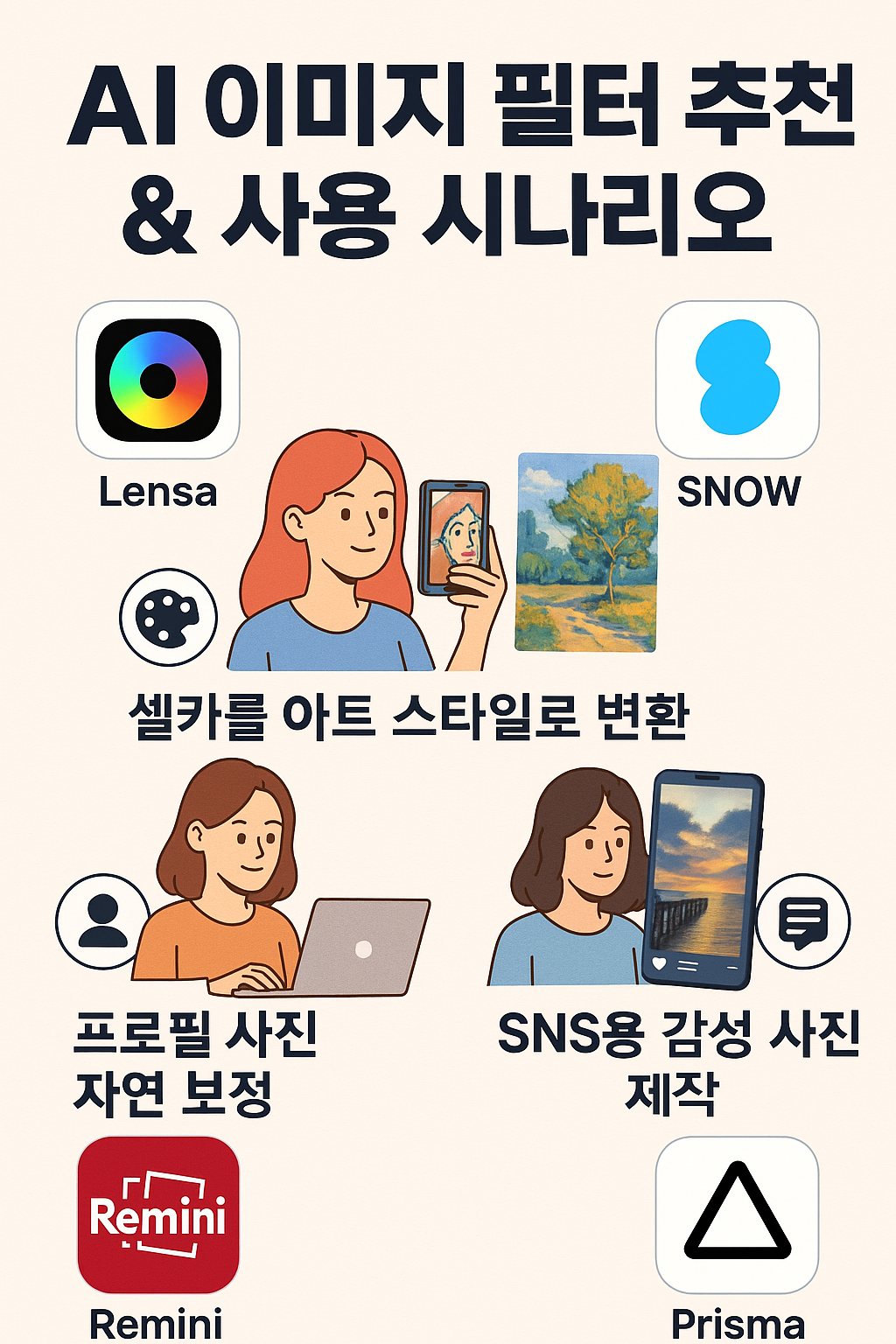 추천 AI 필터 앱과 사용 시나리오