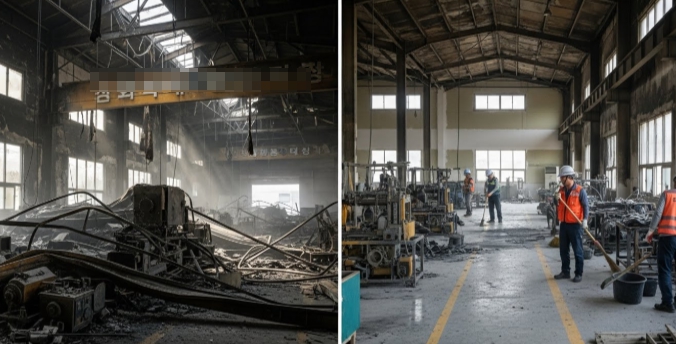 화재 청소 복구중