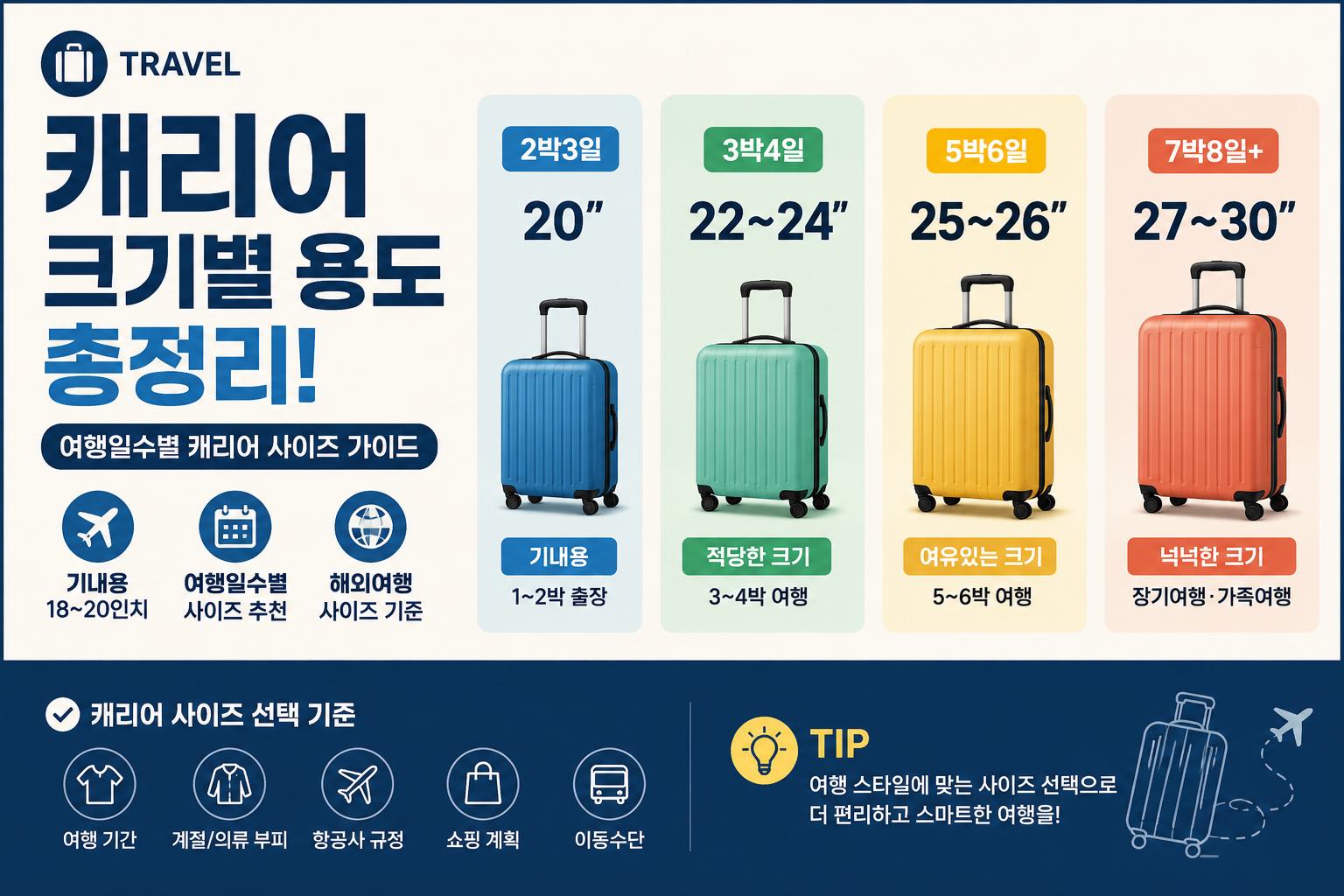 캐리어 크기별 용도 총정리