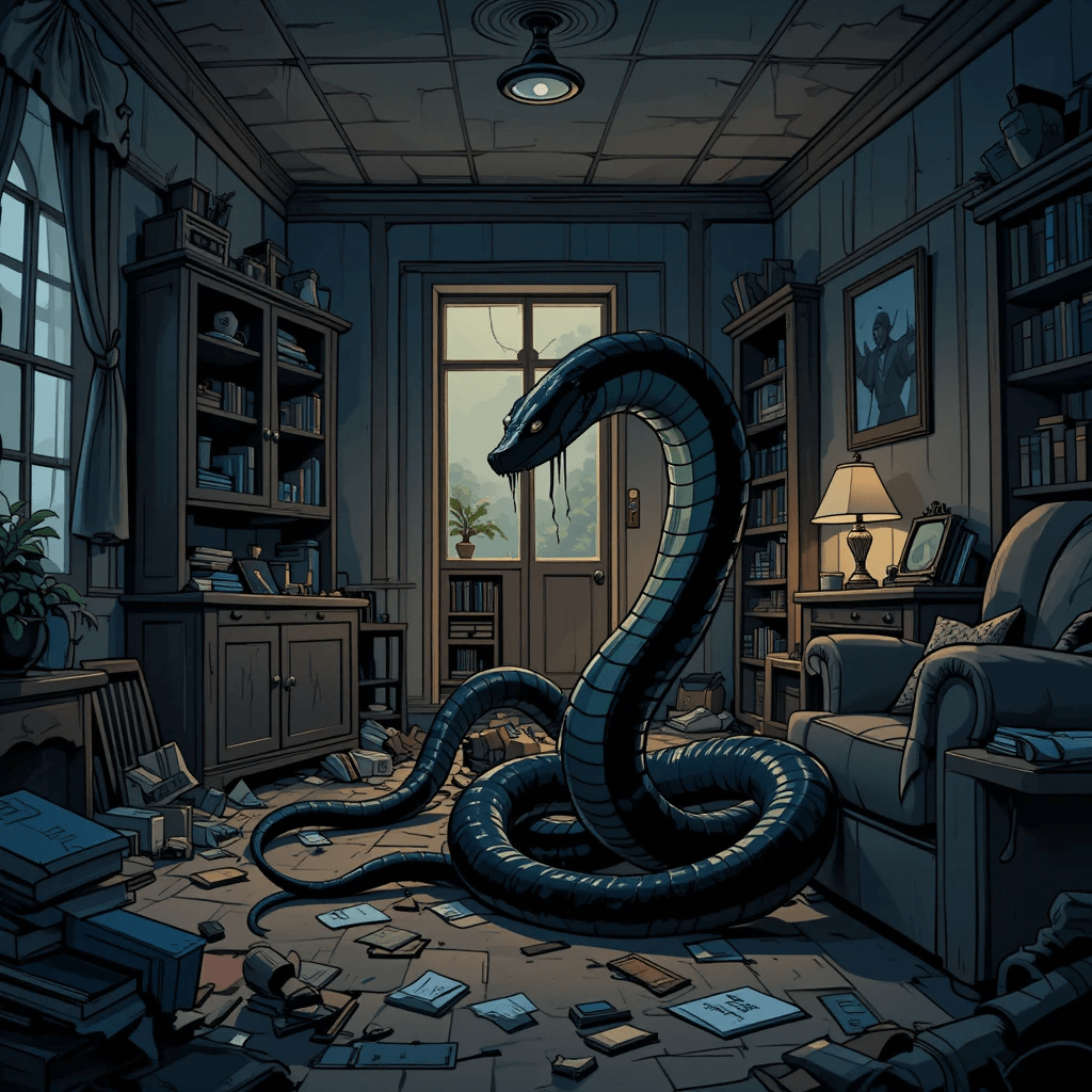 뱀이 나오는 흉몽 중 뱀이 집안을 엉망으로 하는 꿈