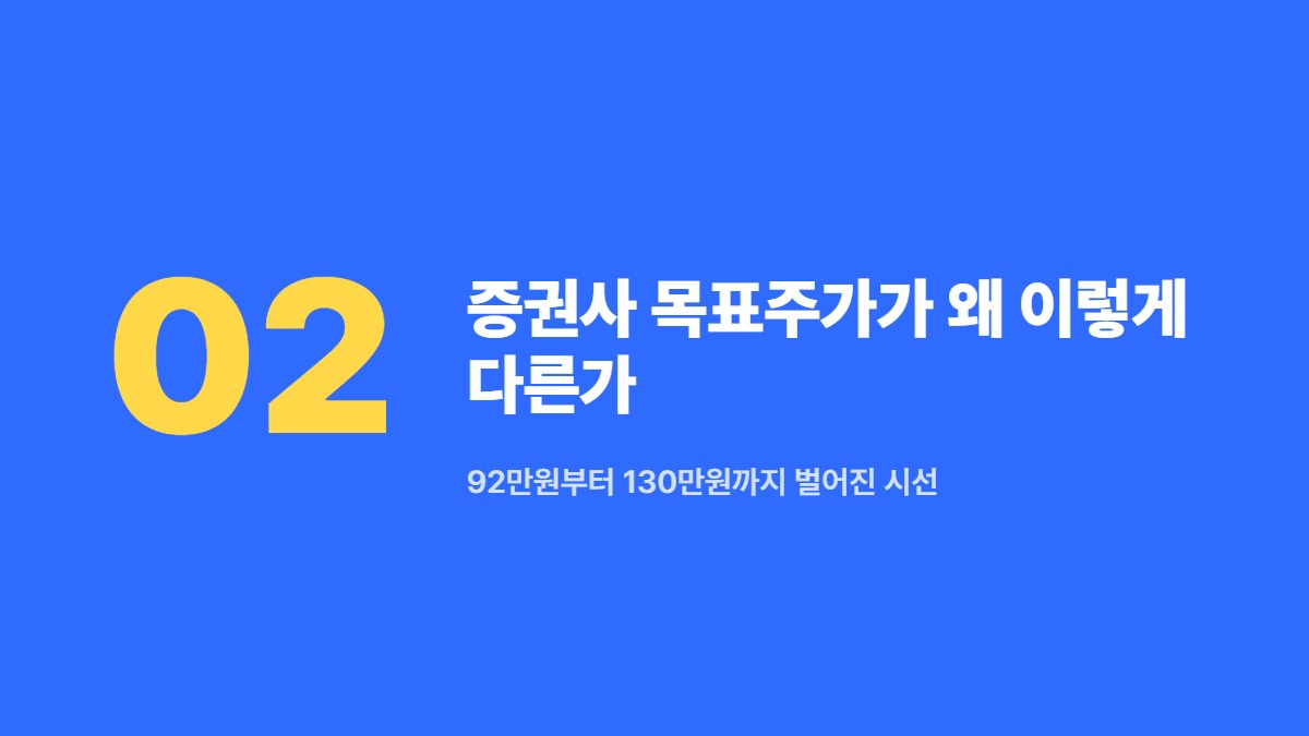 증권사 목표주가가 왜 이렇게 다른가 — 92만원부터 130만원까지 벌어진 시선