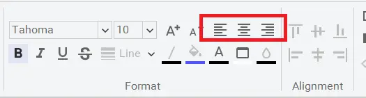 Text Alignment 메뉴