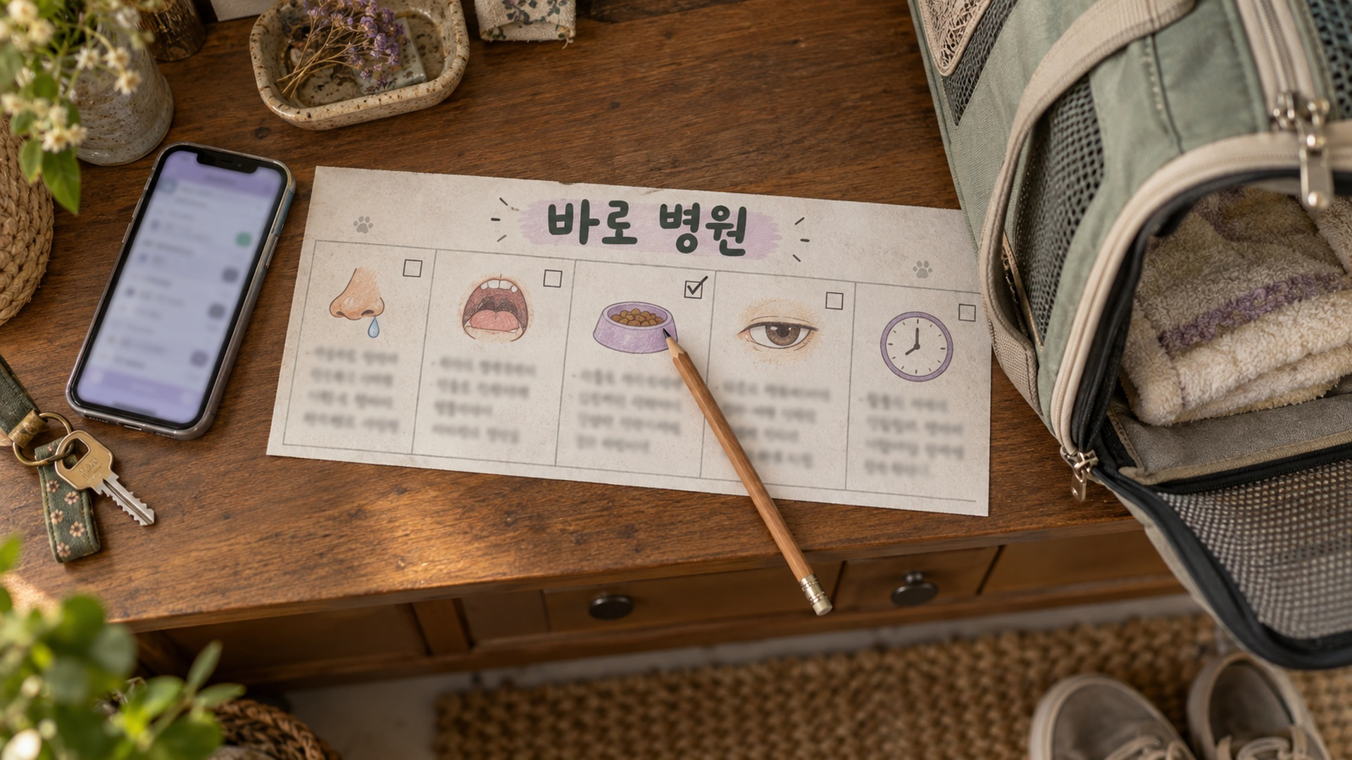 다섯 칸이 나란히 붙은 확인 카드