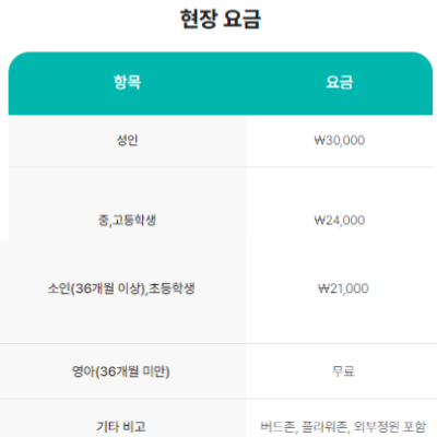 가평 베고니아새정원 현장 요금