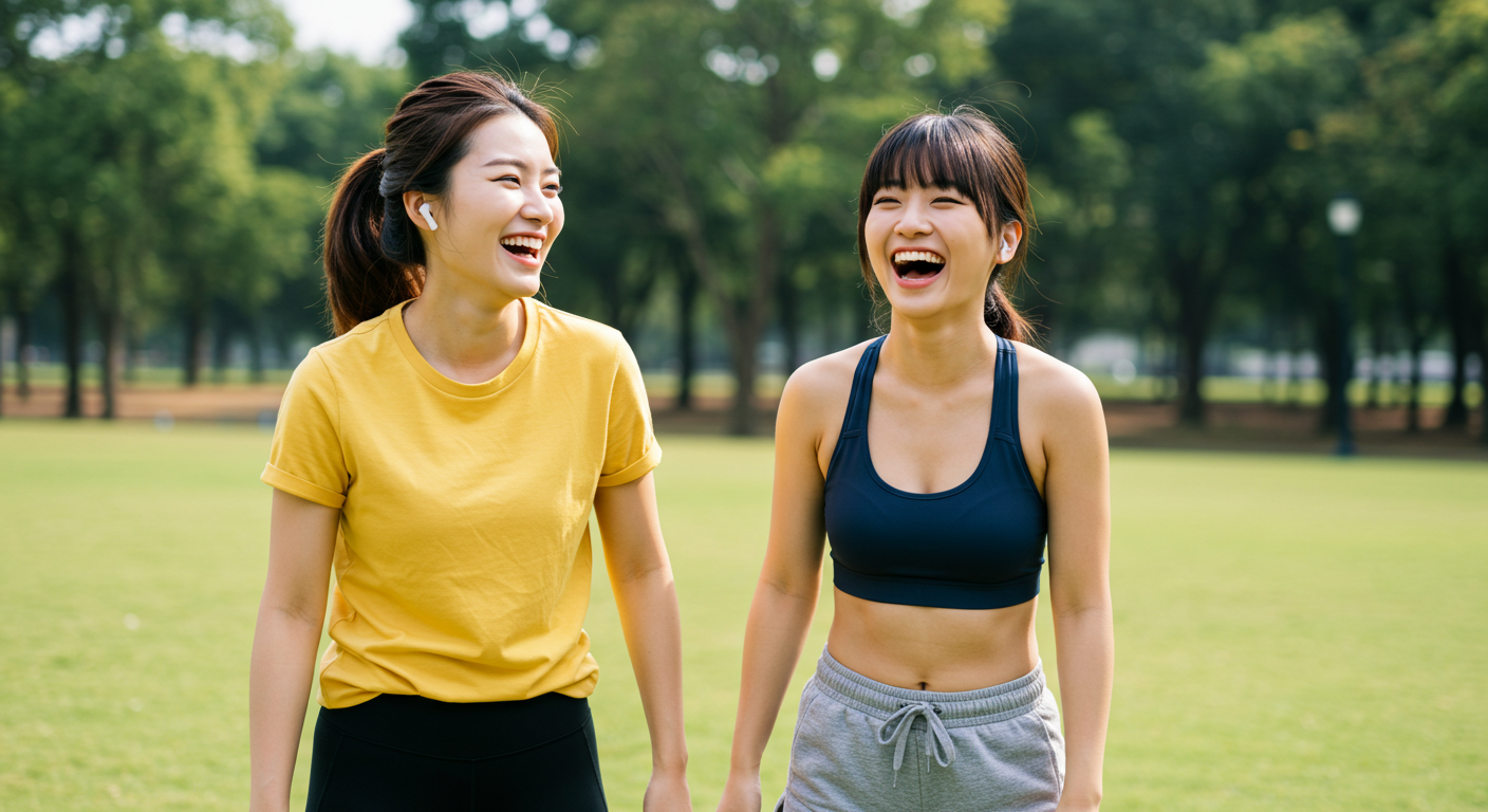 체중감량 전후 모습이 대비되는 그래픽 또는 밝게 웃는 여성들