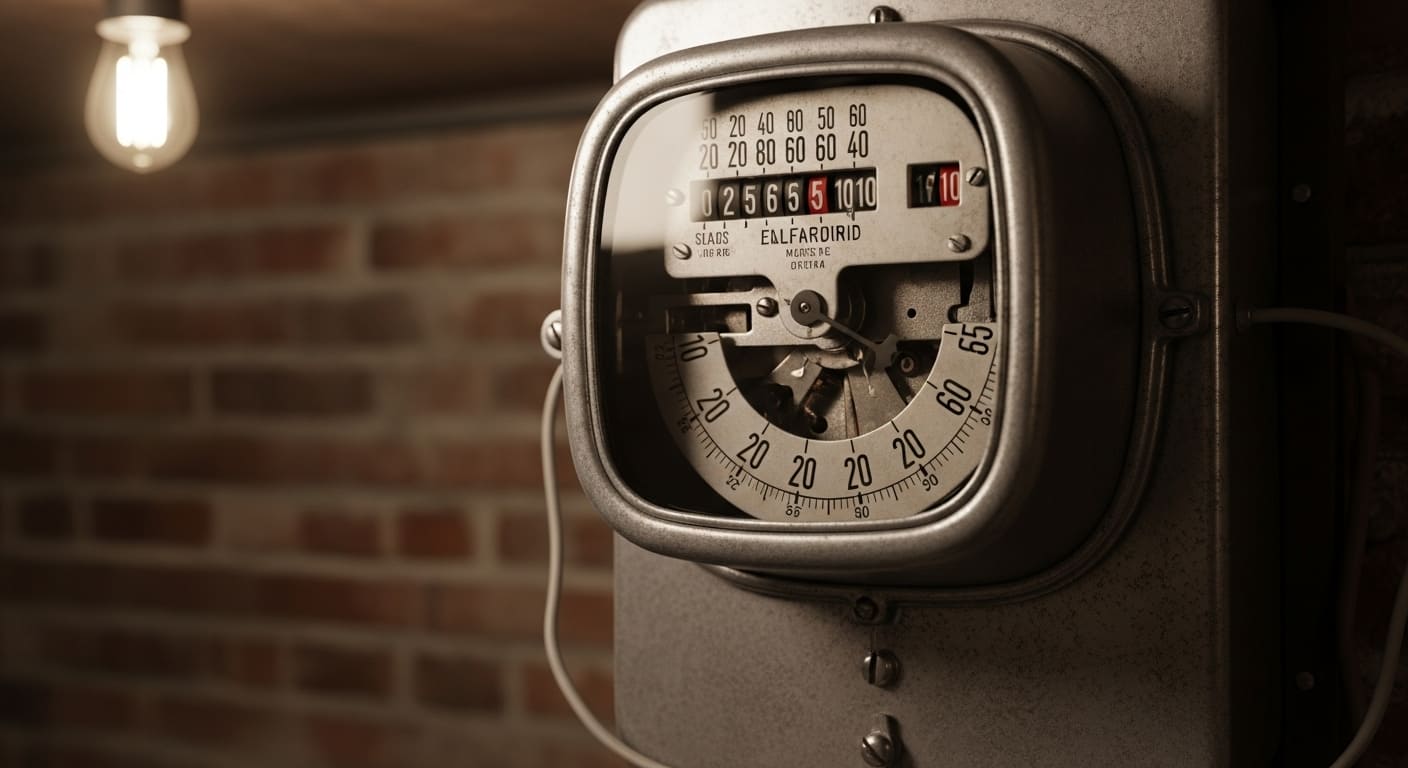 전력 사용량을 기록하는 전기 계량기 모습