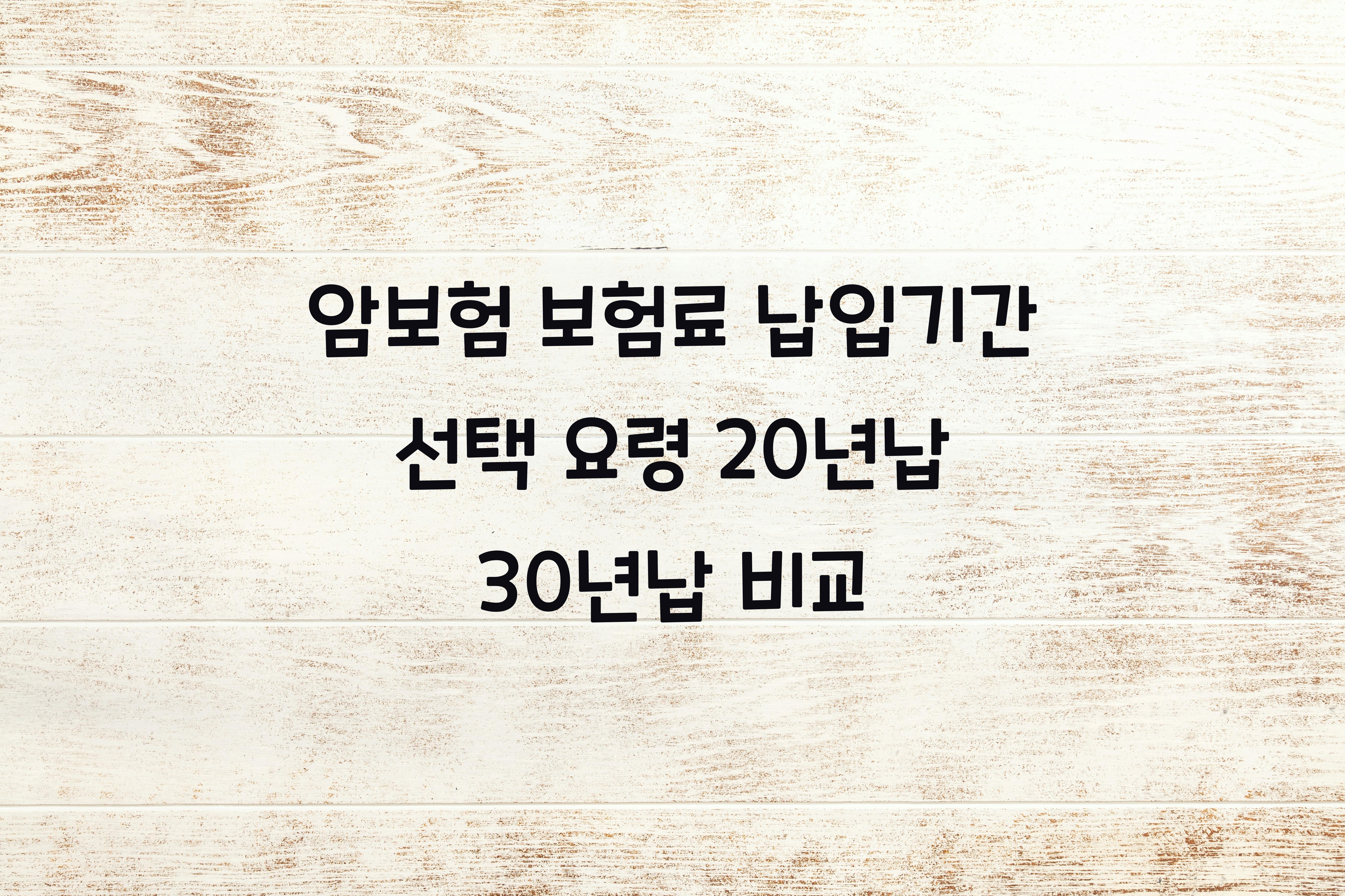 암보험 보험료 납입기간 선택