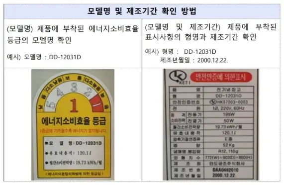리콜대상-모델명-확인방법