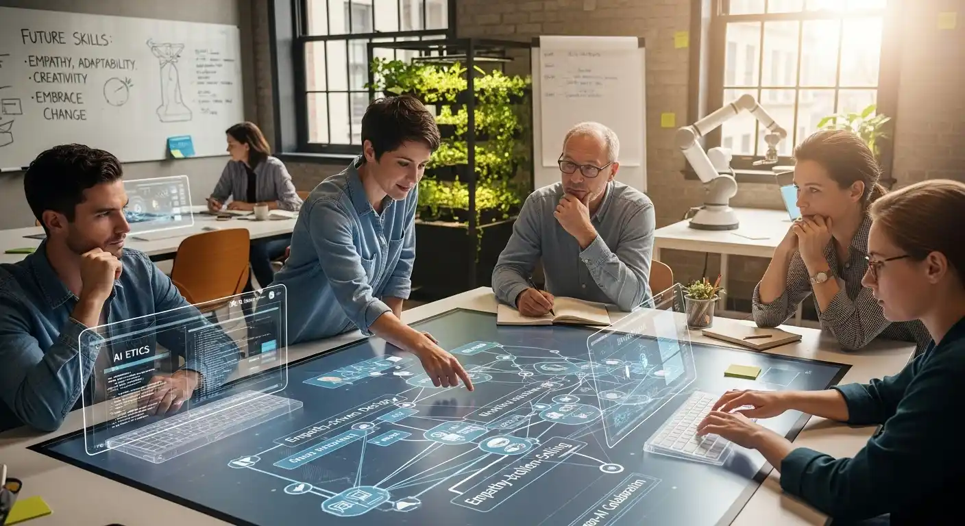 <img src="ai_human_strengths_career_design.webp" alt="AI 시대 인간의 강점으로 지속 가능한 경력 전략을 설계하는 방법">