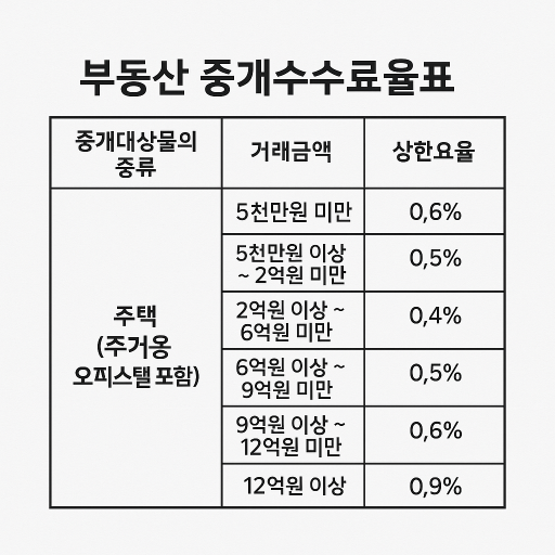 부동산 중개수수료율표