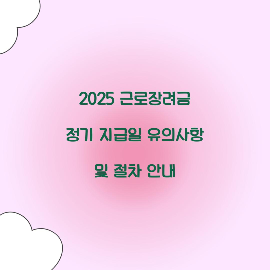 2025 근로장려금 정기 지급일