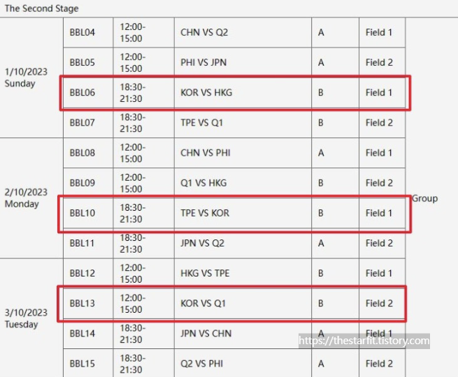 대한민국 야구 대표팀 첫 경기