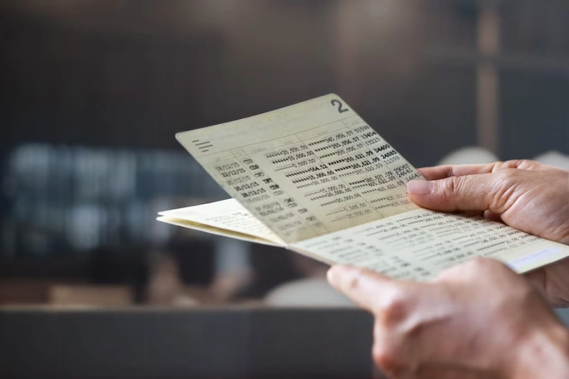 통장을 펼치고 있는 모습