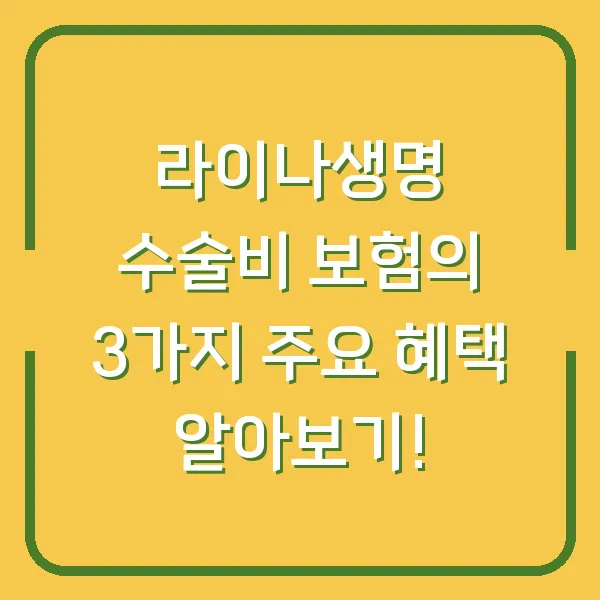 라이나생명 수술비 보험의 3가지 주요 혜택 알아보기!
