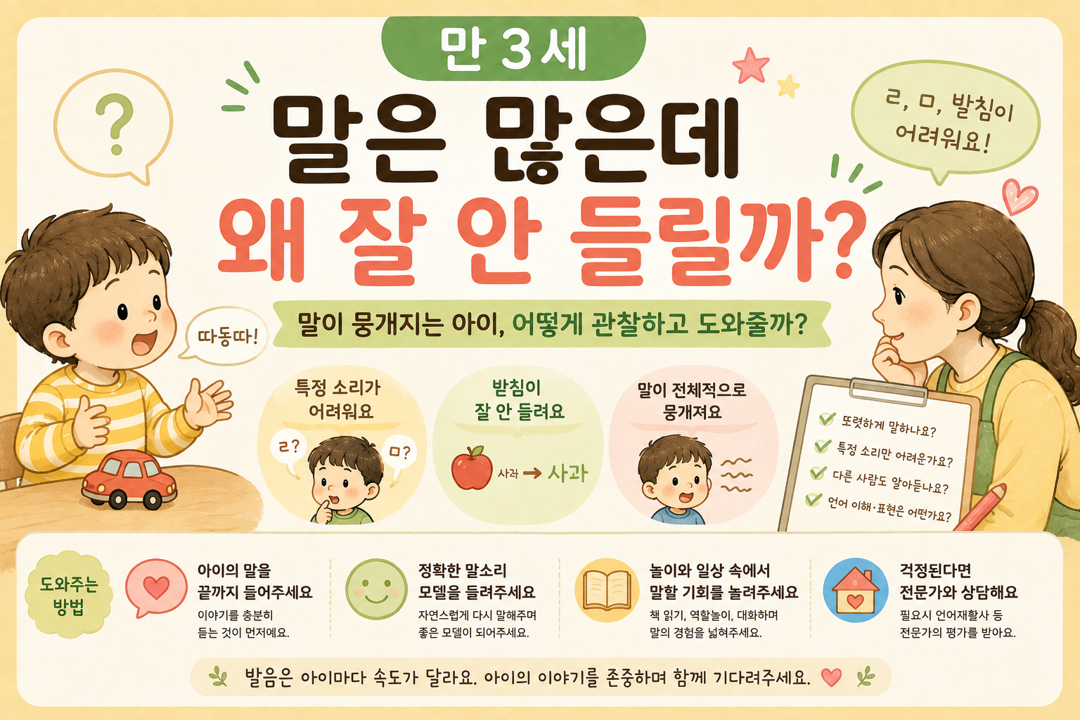 말이 뭉개지는 아이 돕기