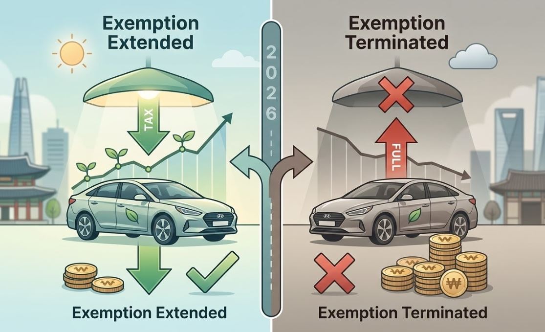 하이브리드 취등록세 감면 연장 시 vs 종료 시 차이 이미지