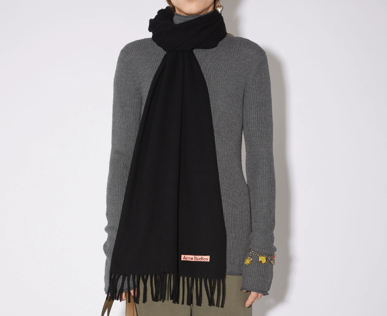 울 프린지 스카프 - 블랙 사진2