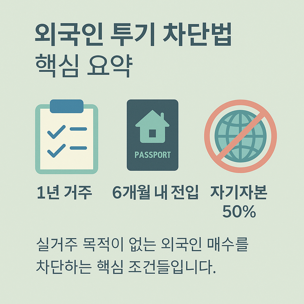외국인 부동산 투기 차단법 요약 카드뉴스, 주요 조건 정리