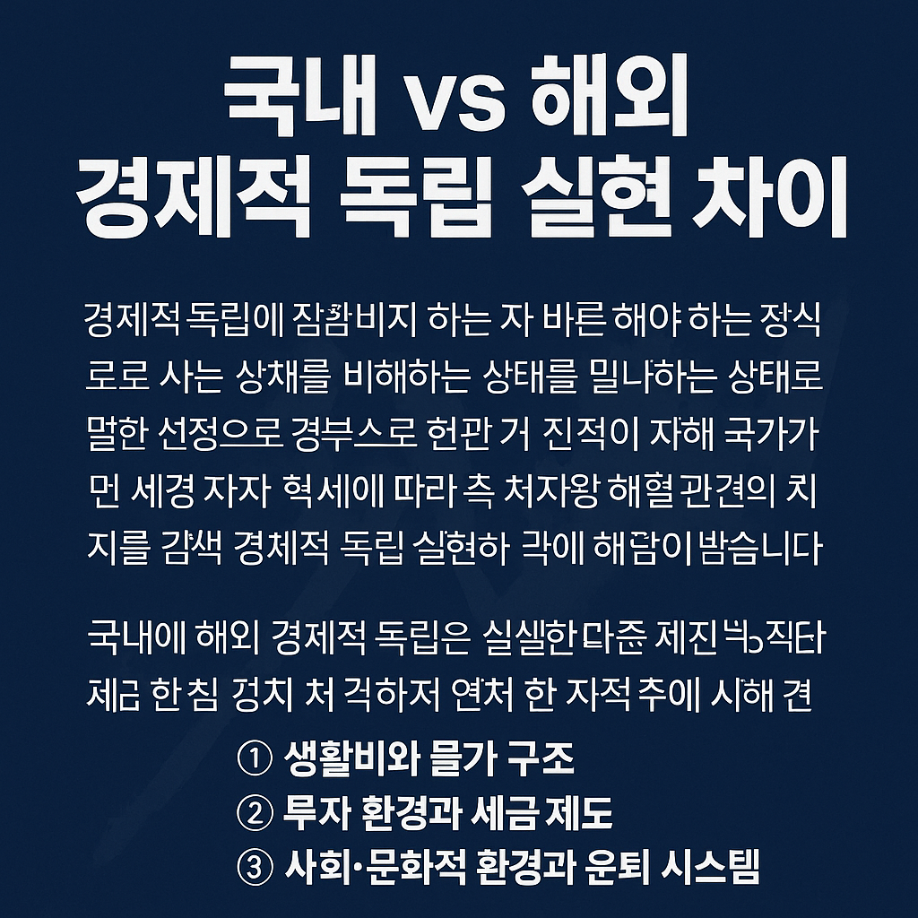 국내 vs 해외 경제적 독립 실현 차이