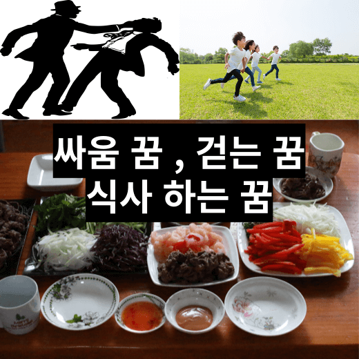 자기가 싸우는 꿈 해몽 풀이 ( 걷는 꿈, 식사를 하는 꿈, 달리는 꿈 상황 별 정리 )