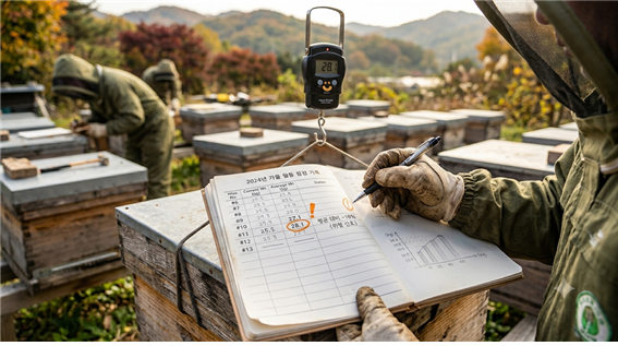 벌통 무게 기록 장면