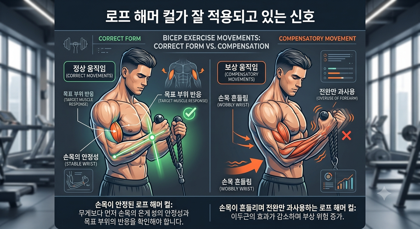 로프 해머 컬가 잘 적용되고 있는 신호