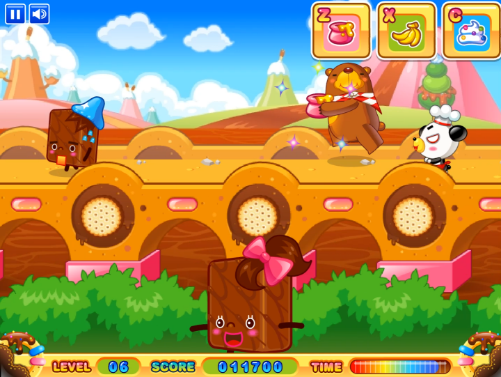 오야스를-구해줘-플래시게임-플레이-오야스-양이-갈색곰을-꿀단지로-유인하여-오야스-군을-구하는-화면