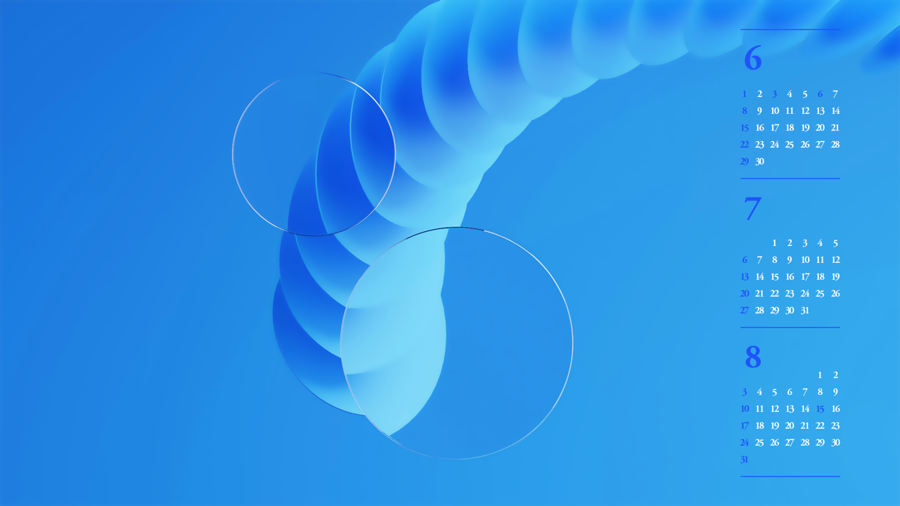 01 파란색 원반 B - 2025년7월 노트북배경화면
