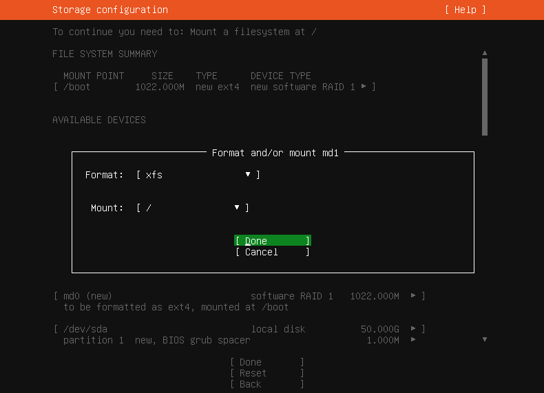 raid root 파티션 할당