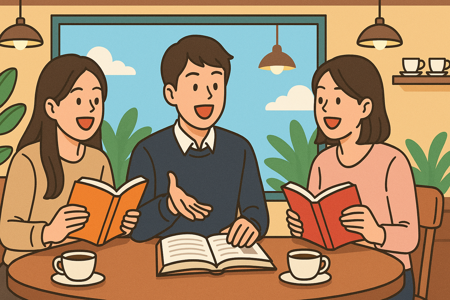 독서모임으로 자기계발을 하고 있는 학생들 이미지