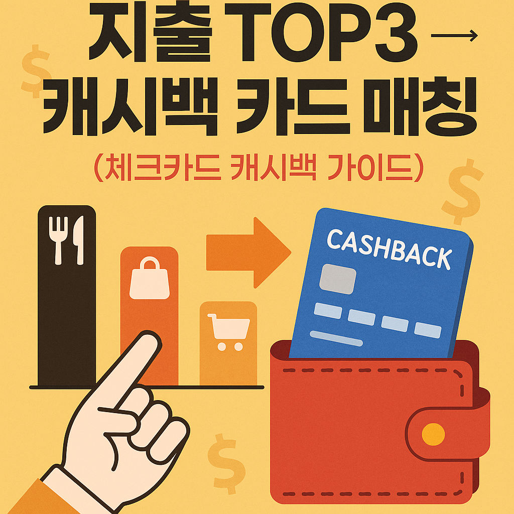 지출 TOP3 → 캐시백 카드 매칭 (체크카드 캐시백 가이드)