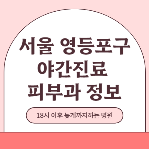 서울 영등포구 야간진료 피부과 병원 (18시 이후 늦게까지하는 병원)