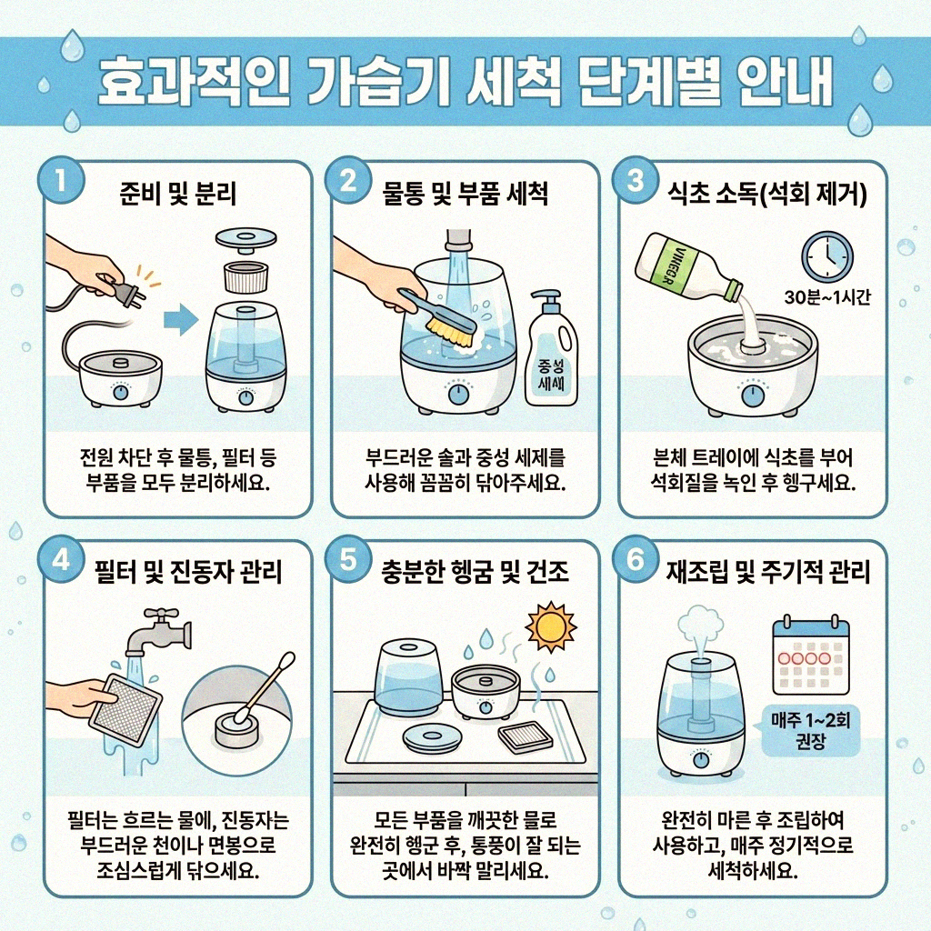 가습기 물자국 말끔하게 제거하는 올바른 세척법