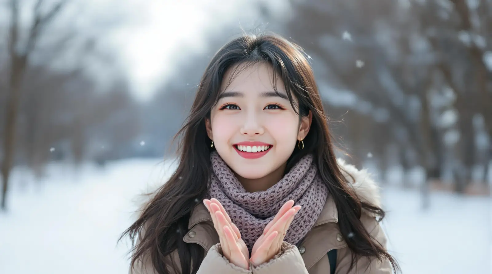 2월 인사말을 전하는 여성