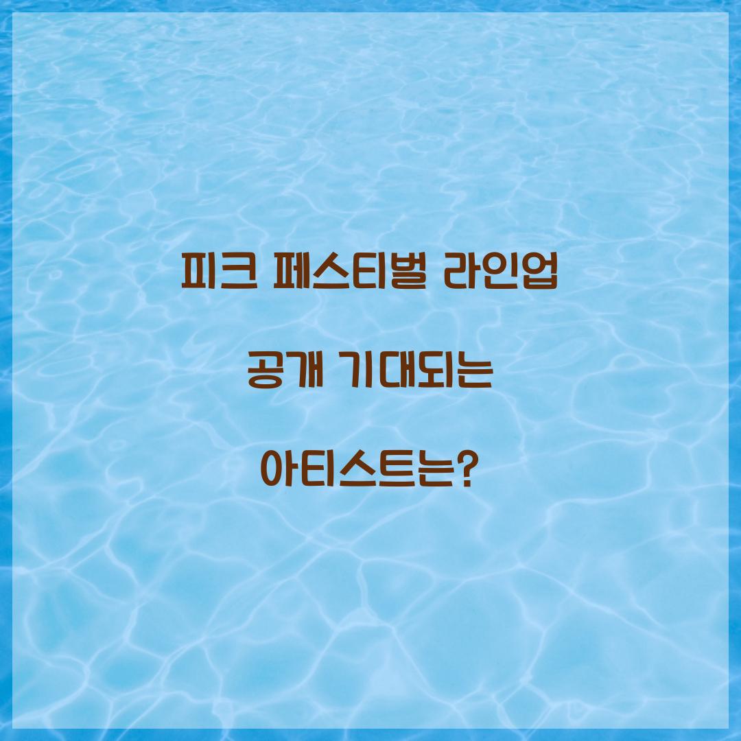 피크 페스티벌 라인업