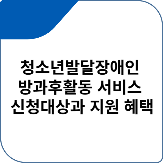 청소년발달장애인 방과후활동 서비스 신청대상과 지원 혜택