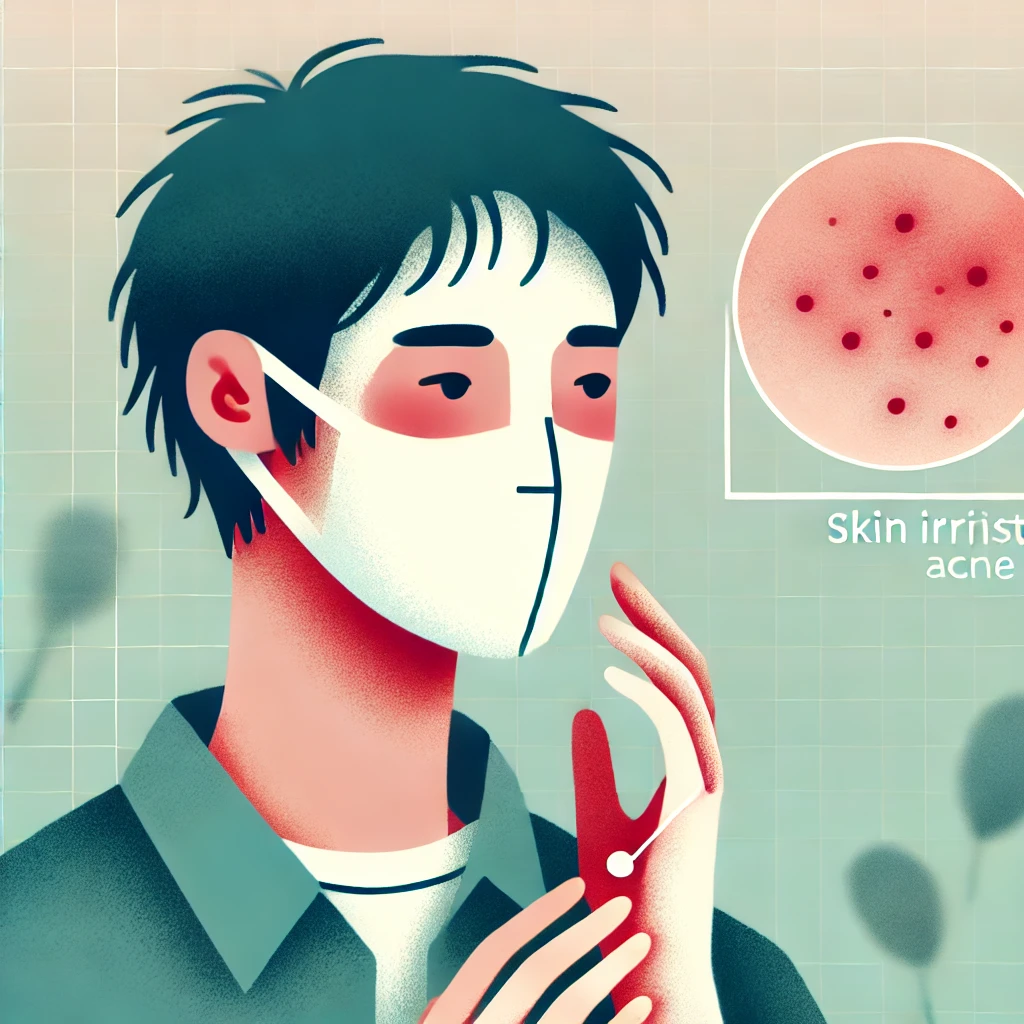 마스크 착용으로 인한 피부 트러블을 표현한 사진