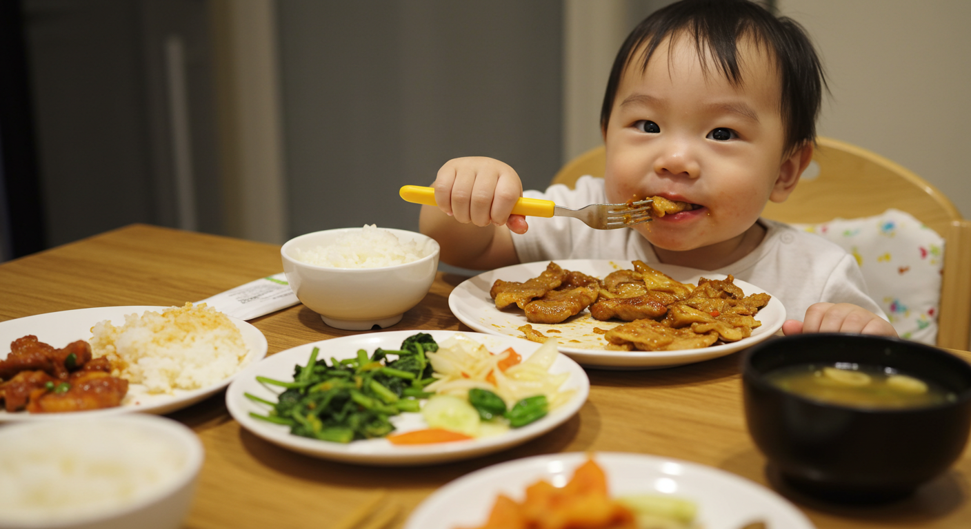 30개월 아기가 식사하는 모습