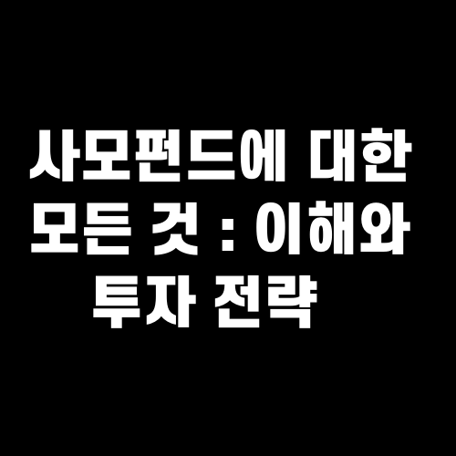 사모펀드에 대한 모든 것 : 이해와 투자 전략