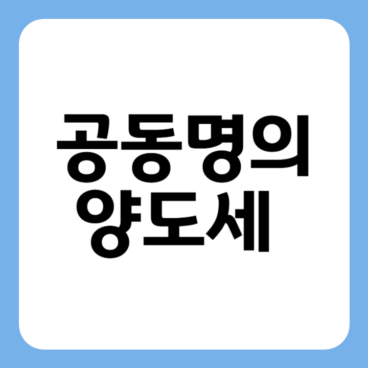 썸네일 공동명의 양도세